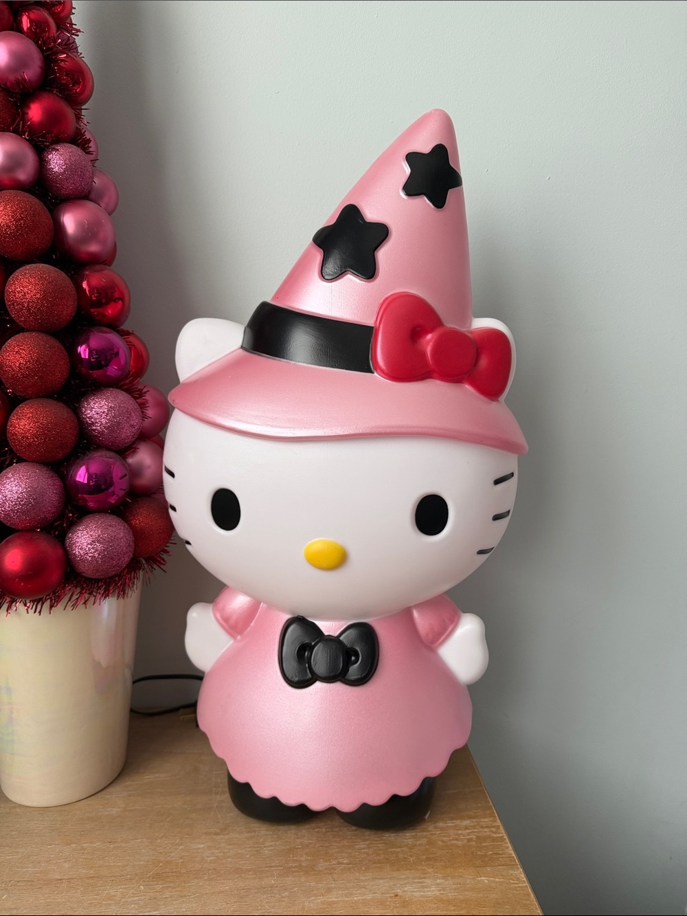 Hello Kitty Pink Witch Figurine with Black Accents
